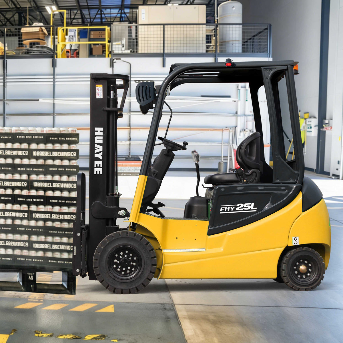 HUAYEE FHY25L 2.5 Ton Electric Forklift – Heavy Duty 4-Wheel Lithium Powered Forklift