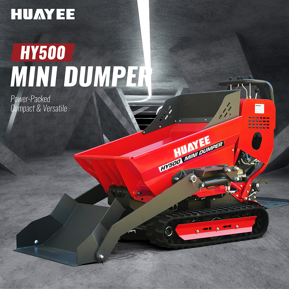 HUAYEE HY500 | 1100Lbs Self-Loading 6.5HP B&S Engine Track Mini Dumper