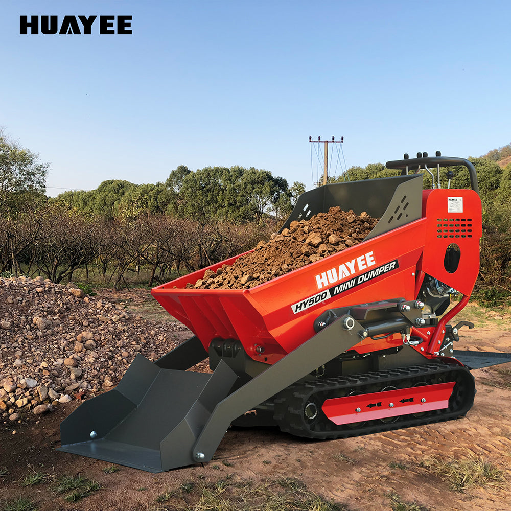HUAYEE HY500 | 1100Lbs Self-Loading 6.5HP B&S Engine Track Mini Dumper