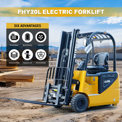 HUAYEE FHY20L 2 Ton Electric Forklift – High-Performance 76.8V Lithium Powered 4-Wheel Forklift