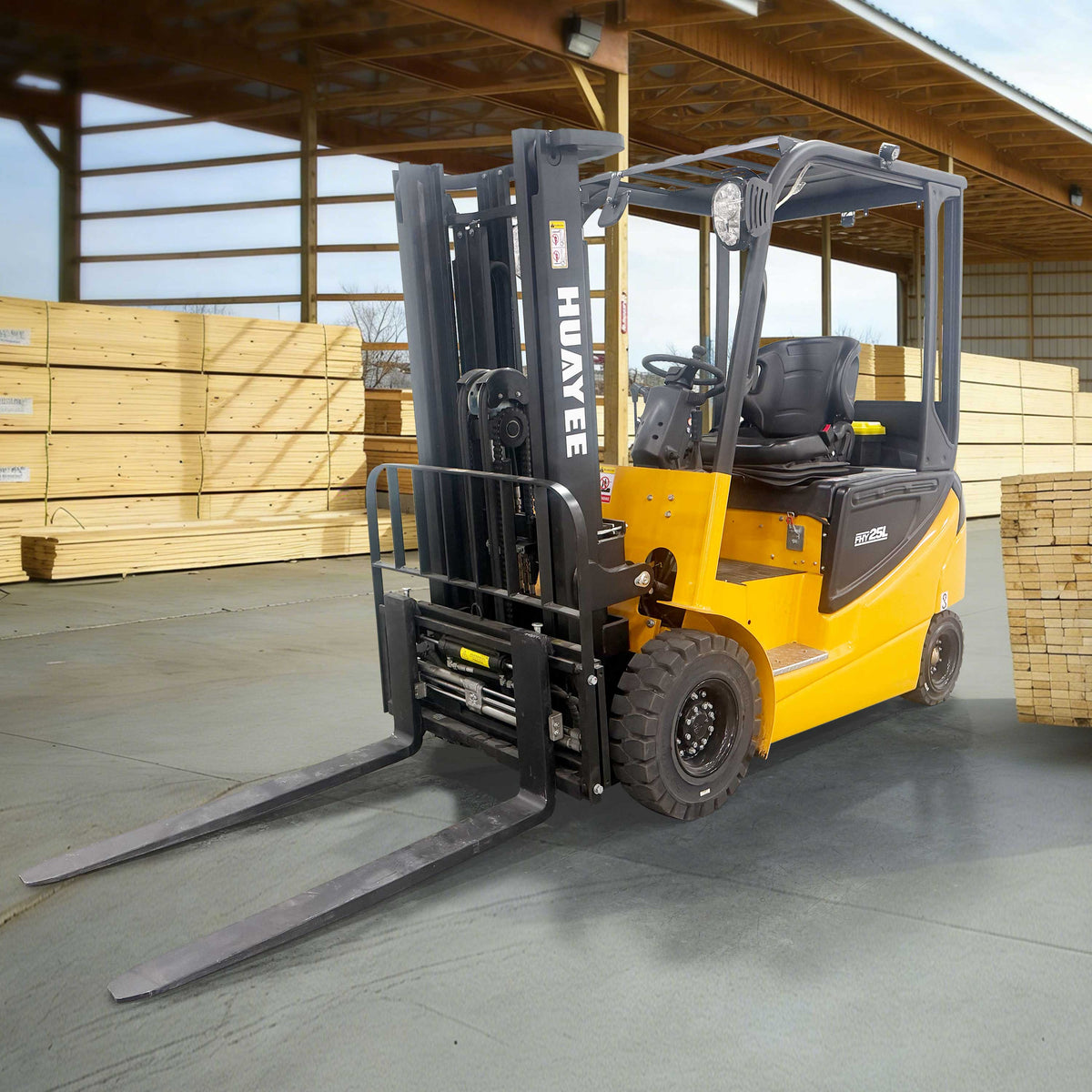 HUAYEE FHY25L 2.5 Ton Electric Forklift – Heavy Duty 4-Wheel Lithium Powered Forklift