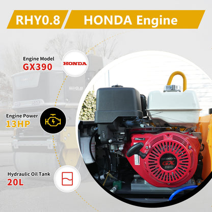 HUAYEE RHY0.8 Heavy-Duty Tandem Roller | 0.8 Ton Vibratory Road Compactor