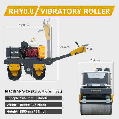 HUAYEE RHY0.8 Heavy-Duty Tandem Roller | 0.8 Ton Vibratory Road Compactor