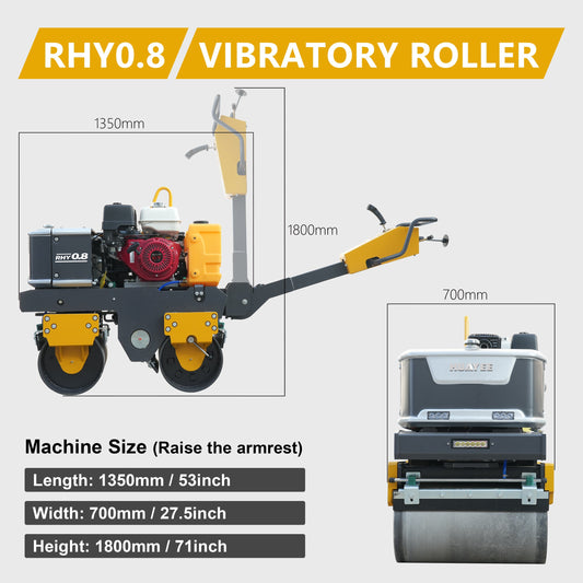 HUAYEE RHY0.8 Heavy-Duty Tandem Roller | 0.8 Ton Vibratory Road Compactor