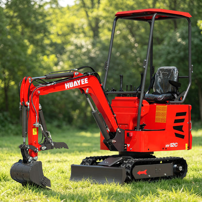 HUAYEE HY12C | Mini Excavator - Hydraulic Thumb Clamp, 13.5HP B&S Engine Gas Powered
