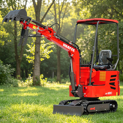HUAYEE HY12C | Mini Excavator - Hydraulic Thumb Clamp, 13.5HP B&S Engine Gas Powered
