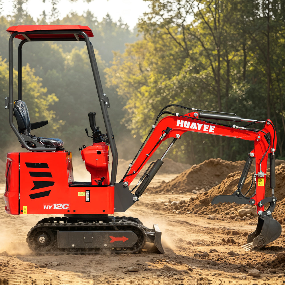 HUAYEE HY12C | Mini Excavator - Hydraulic Thumb Clamp, 13.5HP B&S Engine Gas Powered