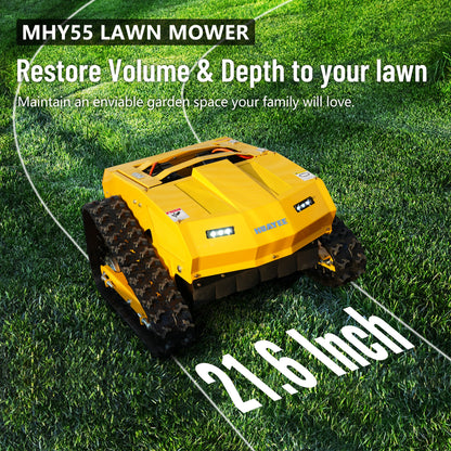 HUAYEE MHY55 Mini Compact Remote Control Tracked Lawn Mower - 9HP LONCIN Gas Engine, 550mm Mowing Width