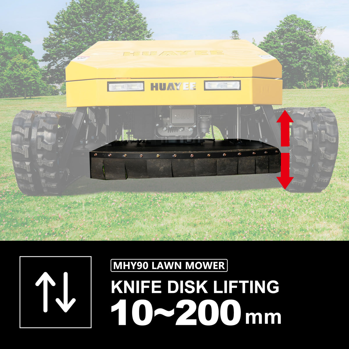 HUAYEE MHY90 Heavy-Duty Remote Control Tracked Slope Mower - 22HP, 900mm Cutting Width