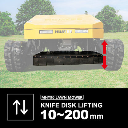 HUAYEE MHY90 Heavy-Duty Remote Control Tracked Slope Mower - 22HP, 900mm Cutting Width