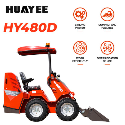 HUAYEE HY480D | Mini Wheel Skid Steer Loader with 23 hp B&S Engine & Canopy