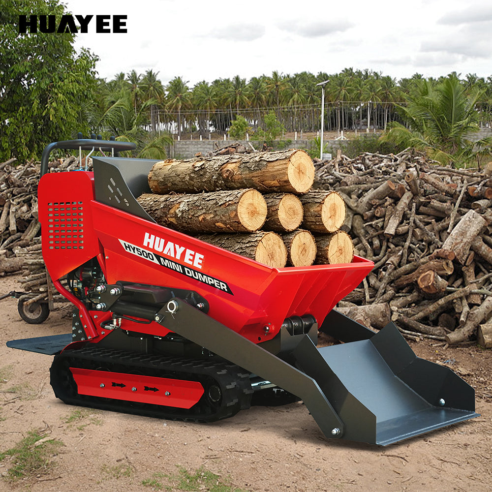 HUAYEE HY500 | 1100Lbs Self-Loading 6.5HP B&S Engine Track Mini Dumper